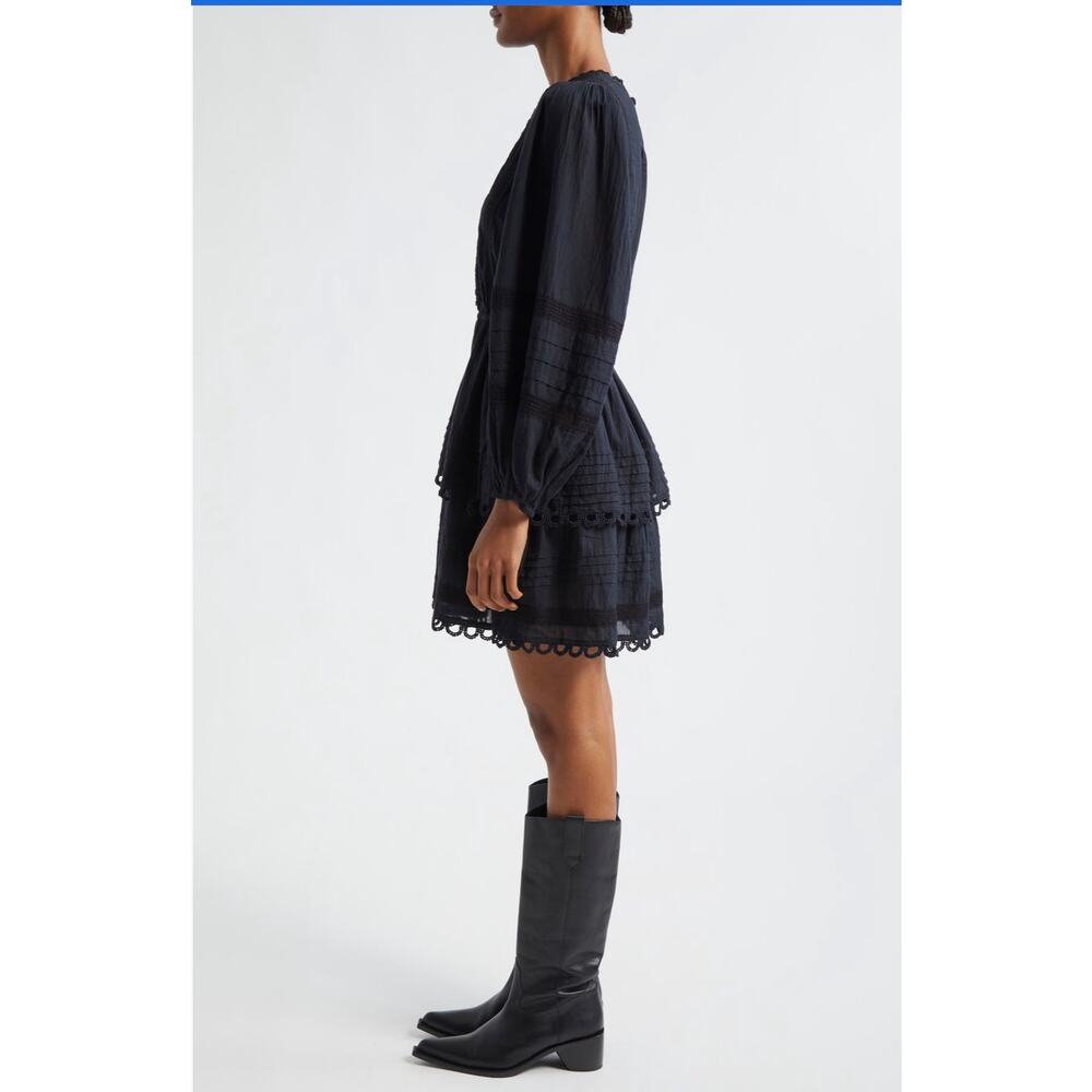 FARM Rio Pintuck & Lace Black Cotton Dress - Size Small - Picture 3 of 6